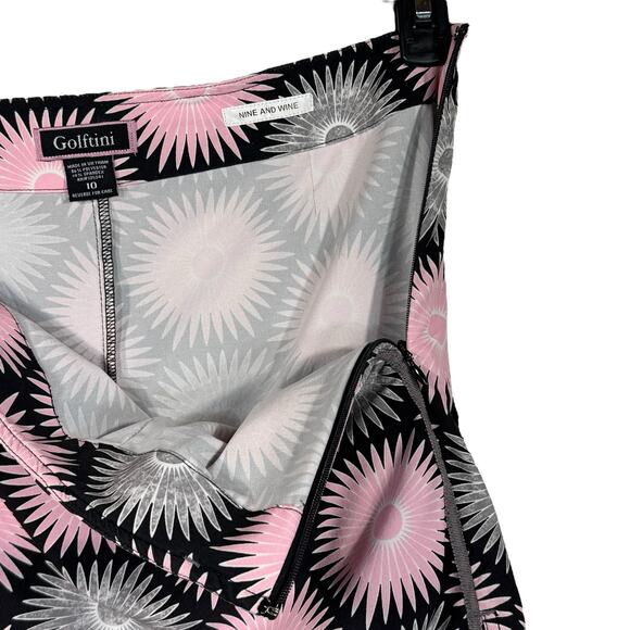 Golftini SZ 10 Nine and Wine Skort Geometric Pockets Stretch Slits Briefs Pink - Picture 6 of 9